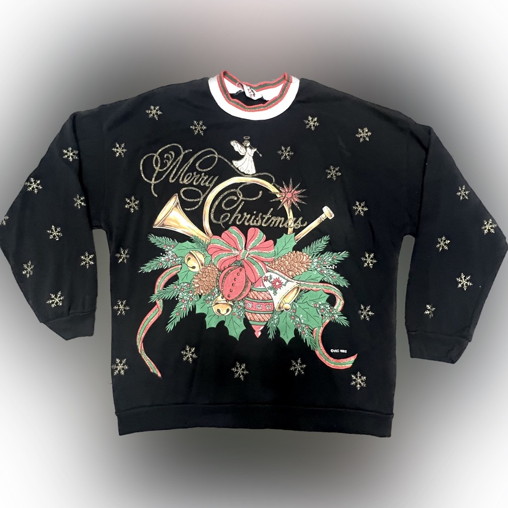 Vintage Nut Cracker Unisex Black Crewneck Ugly Christmas Sweater Black Size L/XL